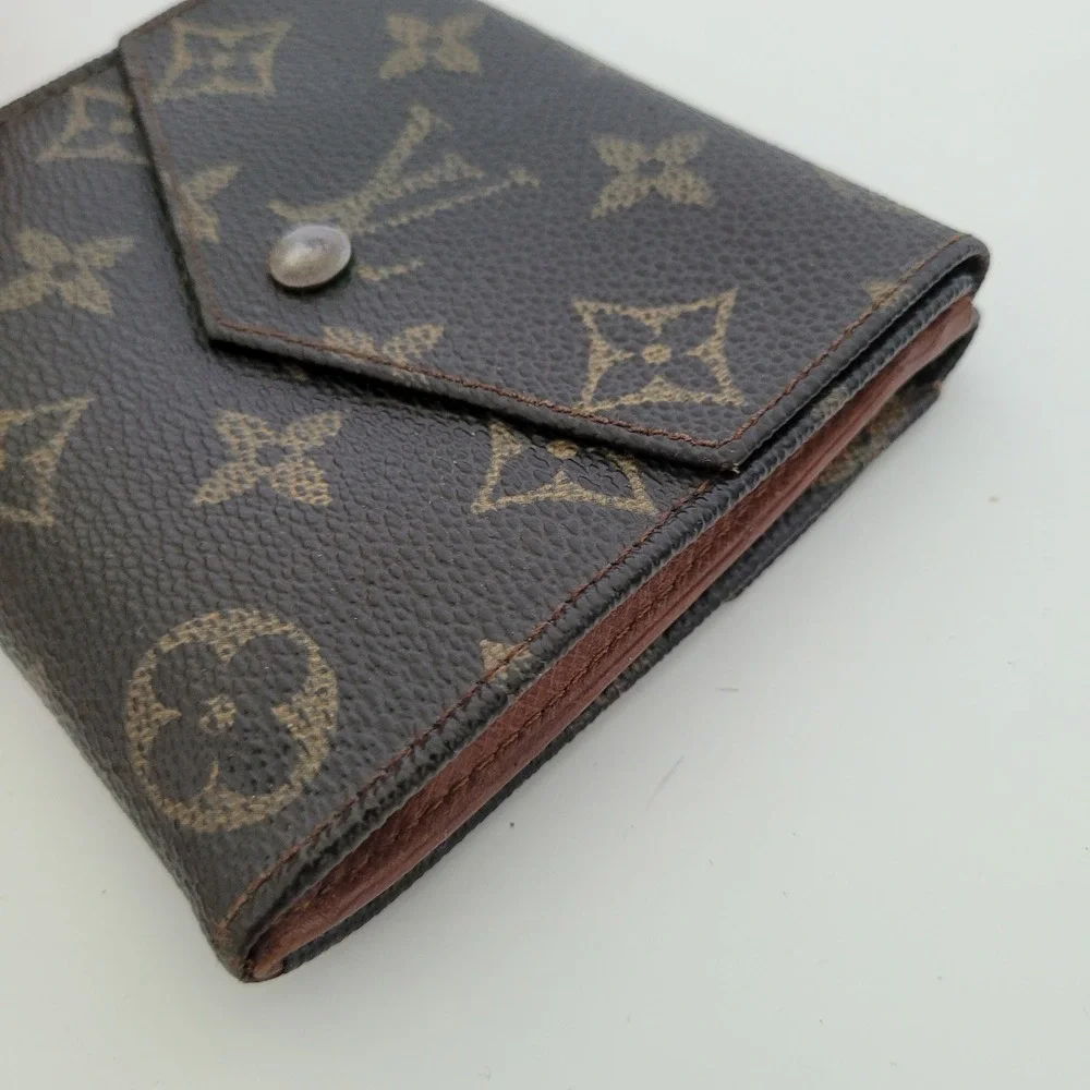 Louis Vuitton Monogram Canvas Elise Trifold Wallet Brown M61654 Vintage Men Wome